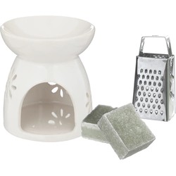 Amberblokjes/geurblokjes cadeauset - jasmijn - inclusief geurbrander en mini rasp - Geurbranders