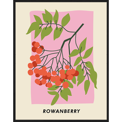 Any Image Print 'Rowanberry' - Schilderij - Wanddecoratie - Inclusief beukenhouten lijst - Poster - 73x93cm - Zwarte lijst met Passe Partout