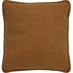 Dutch Decor BOWIE - Sierkussen 45x45 cm - van gewassen katoen - Tobacco Brown - bruin - Dutch Decor