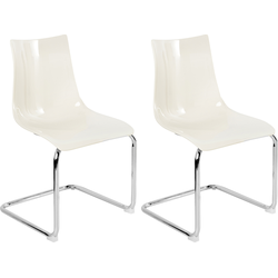 Beliani MARSHALL - Eetkamerstoel-Wit-Polycarbonaat