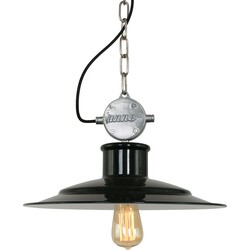 Industriële Hanglamp - Anne Light & Home - Metaal - Industrieel - E27 - L: 40cm - Voor Binnen - Woonkamer - Eetkamer - Zwart