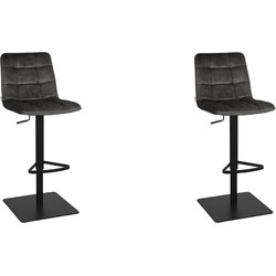 LABEL51 Barkruk Juul - Antraciet - Velours - 56x45x88 cm - set van 2