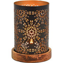 Windlicht/kaarsenhouder Marrakesh - zwart/goud - 10 x 18 cm - Waxinelichtjeshouders