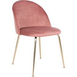 Geneve Dining Chair - Chair in rose velvet with legs in brass look - set of 2