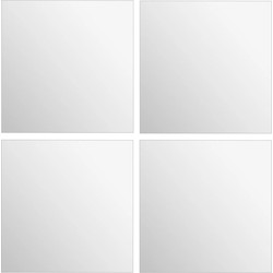 5Five Plak spiegels tegels - 4x stuks - zelfklevend - 30 x 30 cm - Spiegels