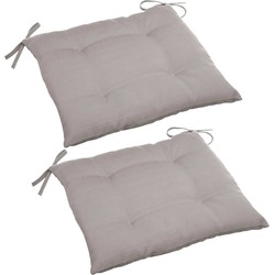 Set van 4x stuks stoelkussens voor binnen en buiten in de kleur taupe 40 x 40 x 4 cm - tuinstoelkussens