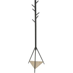 Gerimport - kapstok - zwart - metaal - staand - 6 haken op verschillende hoogtes - 180 cm - Kapstokken