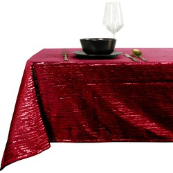 Unique Living tafelkleed kerst -rood - gouden streep-250 x 145cm - Tafellakens