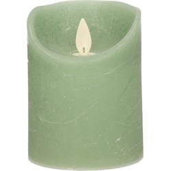 1x LED kaarsen/stompkaarsen jade groen met dansvlam 10 cm - LED kaarsen
