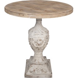 Clayre & Eef Bijzettafel  Ø 76x78 cm Bruin Wit Hout Rond Sidetable