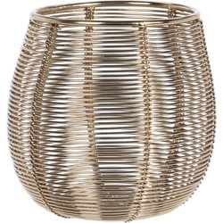 Metalen design windlicht/kaarsenhouder goud 9.5 cm - Waxinelichtjeshouders