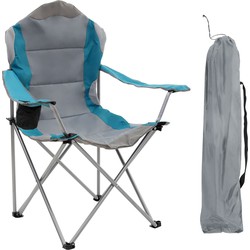Opvouwbare campingstoel grijs-blauw opvouwbare visstoel met bekerhouder & draagtas