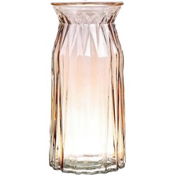 Bellatio Design Bloemenvaas - amber bruin transparant glas - D12 x H24 cm - Vazen