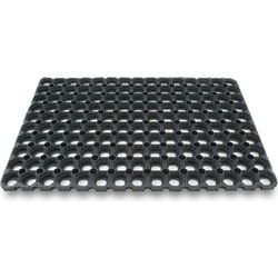 Rubberen deurmat/schoonloopmat - zwart - 40 x 60 cm - Deurmatten