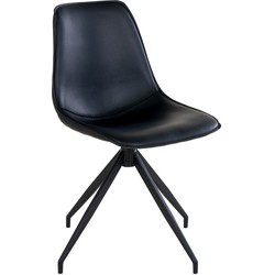 Monaco Dining Chair with Swivel - Chair with swivel in black PU - set of 2