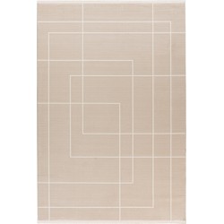 Basic Home Abstract Vloerkleed - Laagpolig Tapijt - Soft Touch - Effen - Beige- 80x150 CM