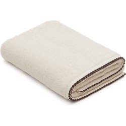 Kave Home - Badhanddoek Sinami van 100% beige katoen met contrasterende zwarte details 50 x 90 cm