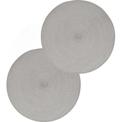 Set van 8x stuks placemats gevlochten kunststof lichtgrijs 38 cm - Placemats