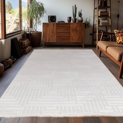 Arte Designer Vloerkleed Laagpolig Luxe Tapijt - Woonkamer Slaapkamer -  Creme- 240x340 CM