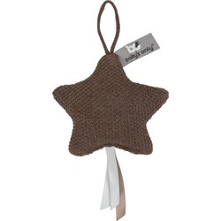 Baby's Only Gebreide decoratie hanger ster Robust - Decoratieve accessoires - Cacao - Met ophanglusje