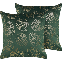 DELICIOSA - Sierkussen set van 2 - Donkergroen - 45 x 45 cm - Fluweel