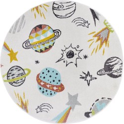 Rond Kindervloerkleed - Adventures Ruimte Crème/Multi