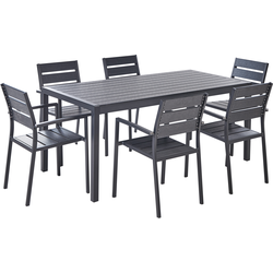 VERNIO  - Tuinset voor 6 - Zwart - Kunsthout/Aluminium
