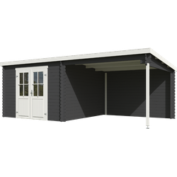 Blokhut met overkapping Orlando 581x292 Carbon Grey-Wit