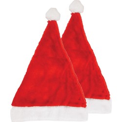 2x Kerstman mutsen rood/wit voor volwassenen - Kerstmutsen