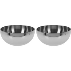 2x Salade serveerschaal RVS 24 cm - Saladeschalen