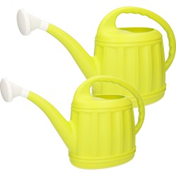 Tuinplanten gieters set 2x stuks kunststof lime groen 5 en 12 liter - Gieters