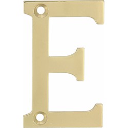 AMIG Huisnummer/letter E - massief messing - 10cm - incl. bijpassende schroeven - gepolijst - goudkleur - Huisnummers