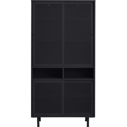 Wandkast Metaal Zwart - Schuifdeuren - 2-Deuren - 90x40x180cm - Veep