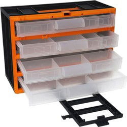 Sorteer ladekastje - oranje - kunststof - 4 lades - 31x16x22 cm - Opbergbox
