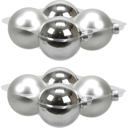 8x stuks glazen kerstballen zilver 10 cm mat/glans - Kerstbal