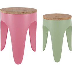 Leitmotiv - Kruk Set Double Funky - Tan rose & tea green