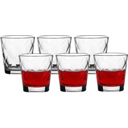 Waterglazen/drinkglazen set van 12x stuks 240 ml transparant kaleido relief - Drinkglazen