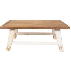 Clayre & Eef Salontafel  120x60x48 cm Wit Bruin Hout Bijzettafel