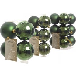 Kerstversiering kunststof kerstballen donkergroen 6-8-10 cm pakket van 22x stuks - Kerstbal