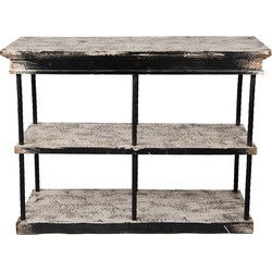 Clayre & Eef Sidetable Zwart Beige Hout