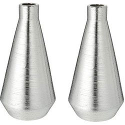 Set van 2x stuks ronde bloemenvaas zilver van keramiek 28 cm - Vazen