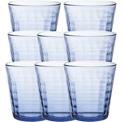 8x Drinkglazen/waterglazen blauw Prisme 275 ml - Drinkglazen
