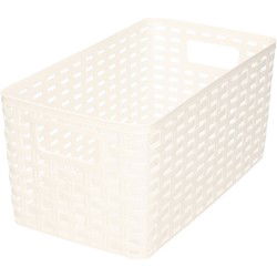 PlasticForte Opbergmand Kastmand - rotan kunststof - wit - 5L - Opbergmanden