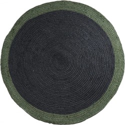 Jute vloerkleed - Rond Naturel Zwart / Groen - Jute vloerkleed - Rond Naturel Zwart / Groen