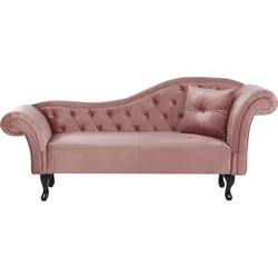 Beliani LATTES - Chaise longue-Roze-Fluweel