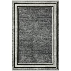 Palona Modern Grijs / Zwart vloerkleed - Lijstmotief - 130 X 190 CM