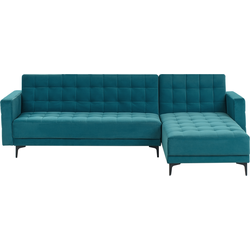 Beliani ABERDEEN - Hoekbank-Blauw-Fluweel