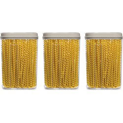 Plasticforte Voedselcontainer strooibus - 3x - beige - 1500 ml - kunststof - voorraadpot - Voorraadpot