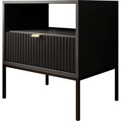 Meubella - Nachtkastje Navil - Zwart - 54 cm