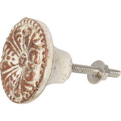 Clayre & Eef Deurknop  Ø 4 cm Bruin Beige Keramiek Rond Meubelknop